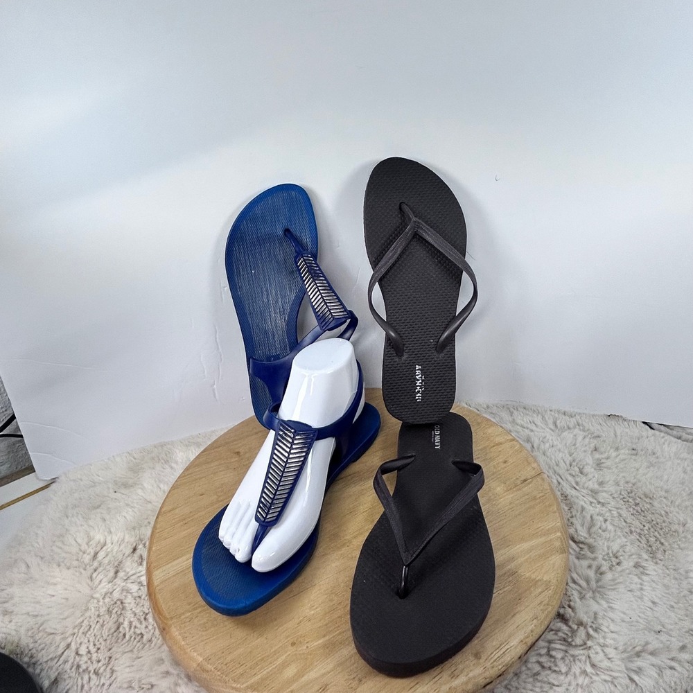 2pair Flip Flops Thong Sandals Beach Pool Summer Casual Shoes Size 7-8